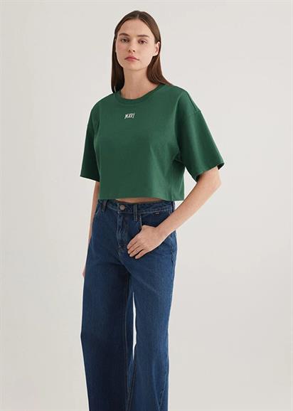 Mavi Yuvarlak Yaka Kısa Kollu Kadın T-Shirt 1611585-71874