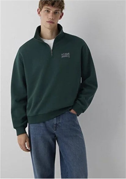 Mavi Yarım Fermuarlı  Erkek Sweatshirt 0S10208-85173