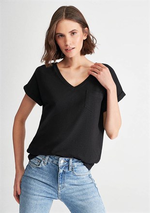 Mavi Basic Kadın T-Shirt Siyah