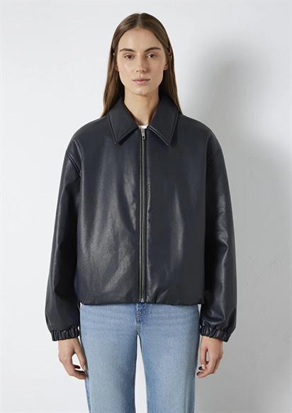 Mavi Oversize Kadın Suni Deri  Ceket-111614-90372