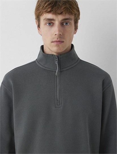 Mavi Yarım Fermuarlı   Erkek Sweatshirt 0S10278-91268