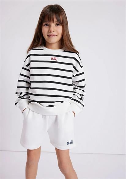 Mavi Logo Baskılı Siyah Çizgili Sweatshirt 7S10038-900