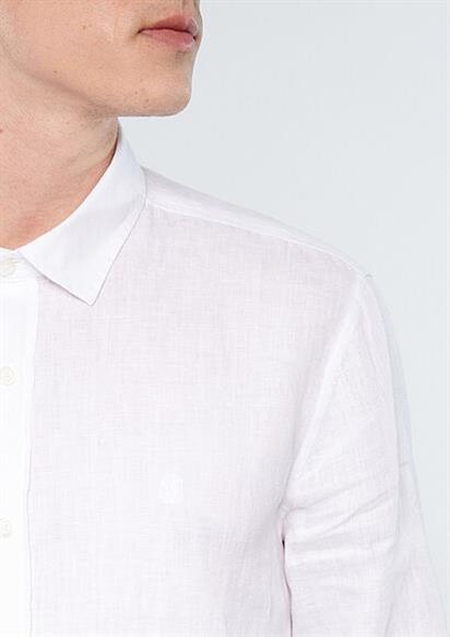Mavi Keten  Beyaz Erkek Gömlek 021190-620