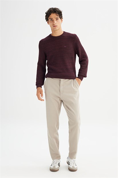 Lee Regular Fit Normal Kesim Bisiklet Yaka Bordo Triko Erkek Kazak L2520364810