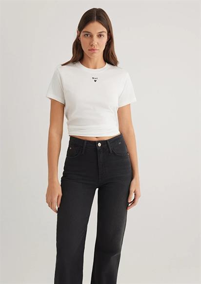 Mavi Baskılı Kırık Beyaz Kadın T-Shirt 1601185-33389