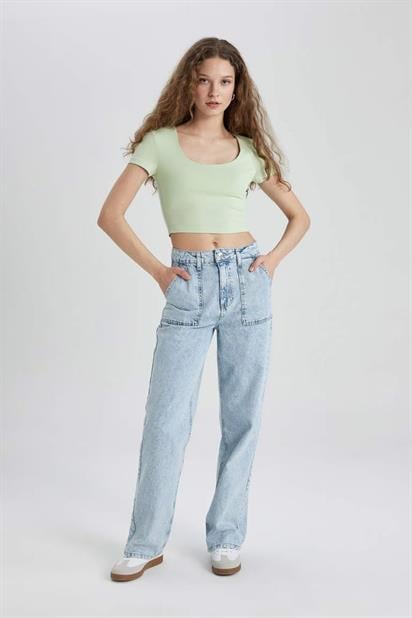 Defacto Fitted U Yaka Kısa Kollu Tişört C6102AX