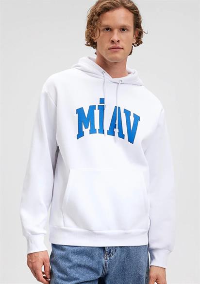 Mavi Miav Kapşonlü Erkek Sweatshirt