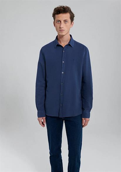 Mavi Uzun Kol Gömlek Gece Mavi Erkek Gömlek