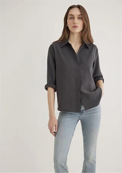 Mavi Uzun Kollu Gömlek Antrasit Kadın Gömlek 1211002-88035