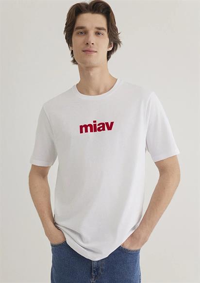 Mavi Miav Baskılı  Beyaz Erkek T-Shirt 067153-622