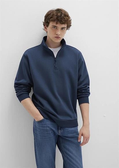 Mavi Yarı Fermuarlı Basic Sweatshirt-0S10278-70490