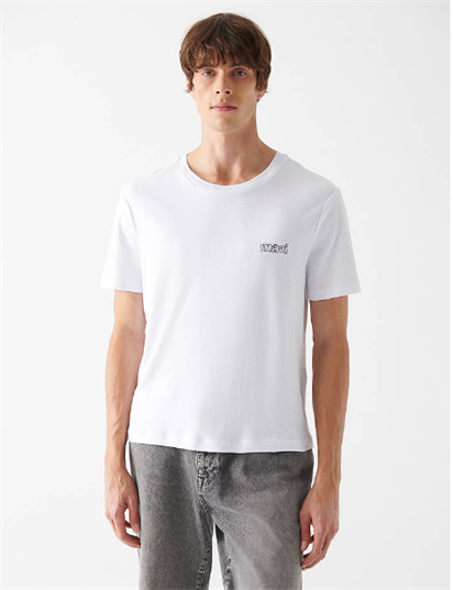 Mavi Logo Baskılı Beyaz Basic Tişört 0610360-620