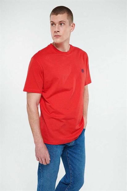 Mavi Logo Nakışlı Kırmızı Tişört 067074-70471
