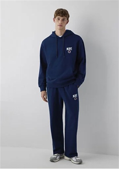 Mavi Kapüşonlu Logo Erkek Sweatshirt 0S10656-89353