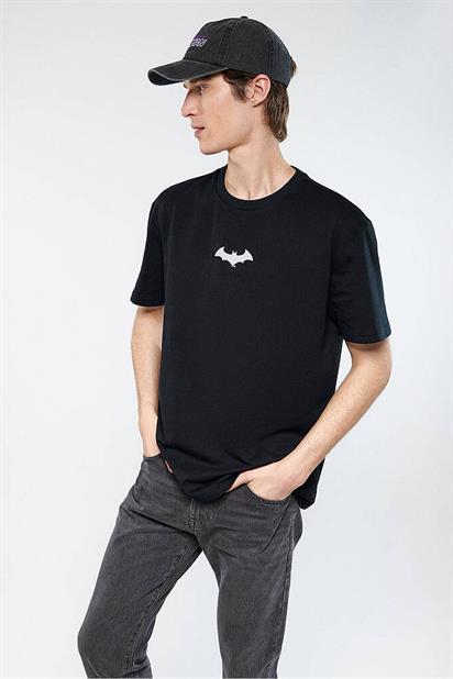 Mavi Batman Reflektör Baskılı  Siyah Erkek T-Shirt 066878-900