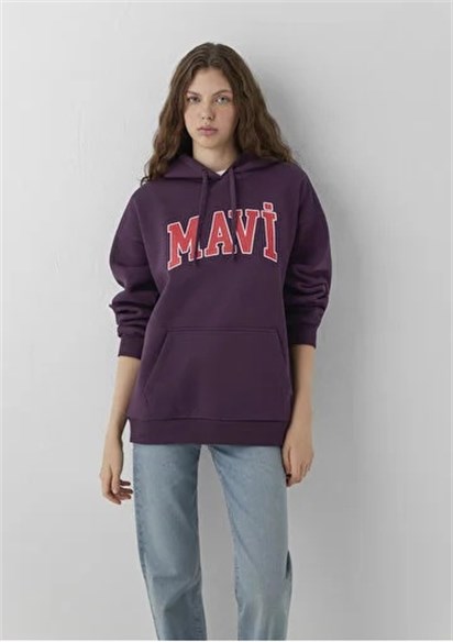 Mavi Logo Baskılı Oversize Kadın Sweatshirt-1600361-70635