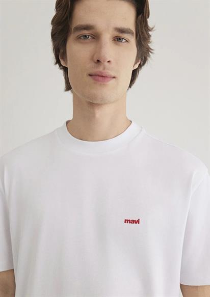 Mavi Baskılı  Beyaz Erkek T-Shirt 0612216-620