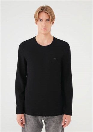 Mavi Uzun Kol  Siyah Erkek Sweatshirt