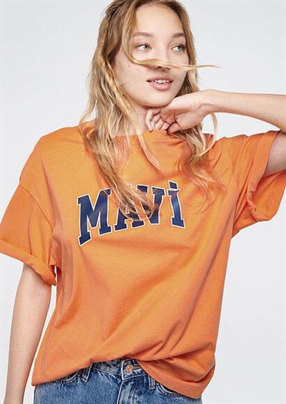 Mavi Baskılı Kadın Tişört