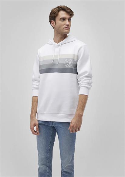 Mavi Kapüşonlu Baskılı Beyaz Sweatshirt 0610307-620