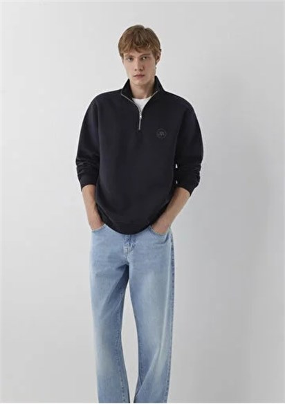 Mavi Yarım Fermuarlı Logo Erkek Sweatshirt 0S20112-900