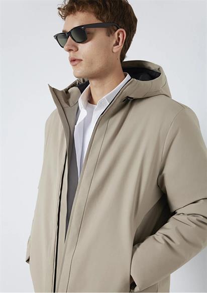 Mavi Kapüşonlu  Kum Erkek Mont