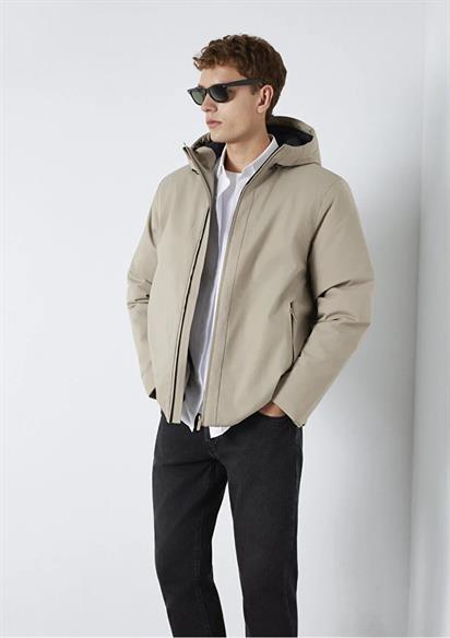 Mavi Kapüşonlu  Kum Erkek Mont