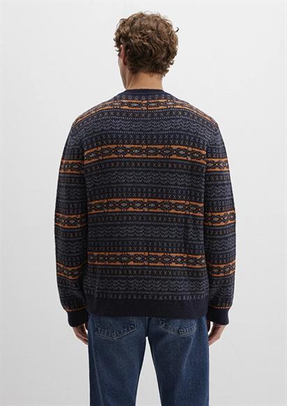 Mavi Jakarlı Derin Lacivert Erkek Kazak 0710331-70497