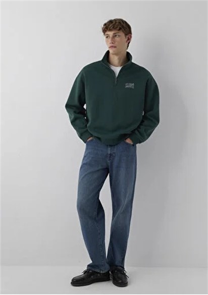Mavi Yarım Fermuarlı  Erkek Sweatshirt 0S10208-85173