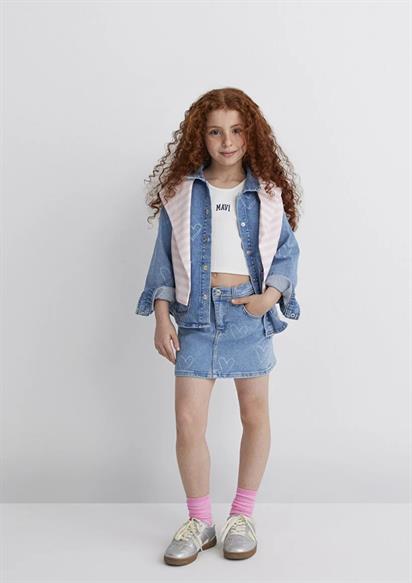 Mavi Lullu LT Heart Denim Çocuk Jean Gömlek-7210002-89486