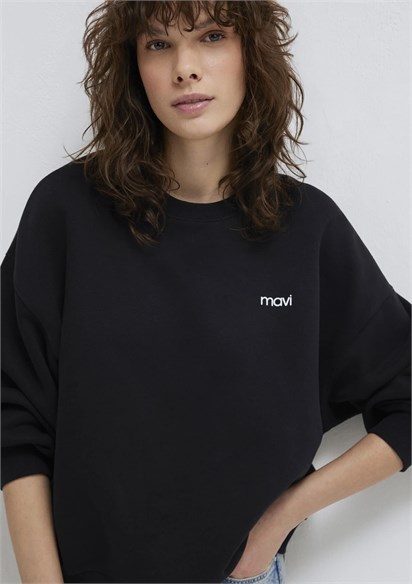 Mavi Logo Baskılı Siyah Sweatshirt 1S10490-900
