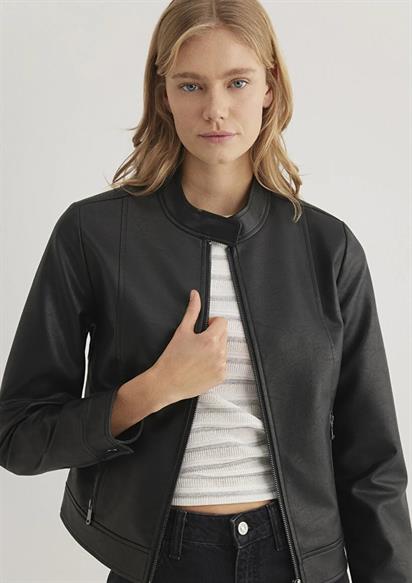 Mavi Dik Yaka Siyah Kadın Ceket 1110598-900