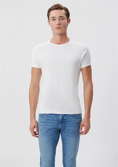 Mavi Bisiklet Yaka Beyaz Erkek Tişört