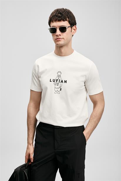 Lufian Sımbad Modern Grafik T- Shirt Lacivert-111020307