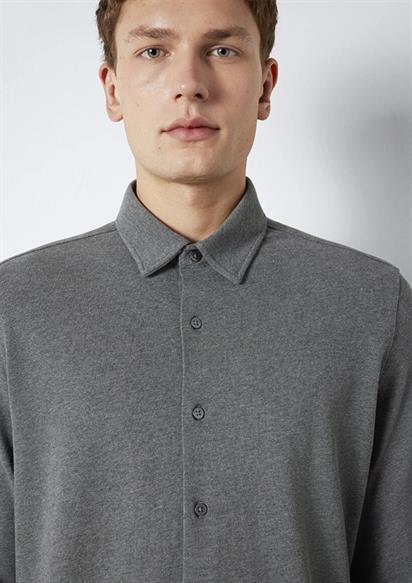 Mavi Uzun Kol Koyu Gri Melanj Erkek Gömlek