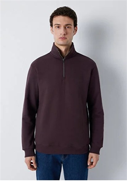 Mavi Yarım Fermuarlı  Erkek Sweatshirt 0S20027-88083
