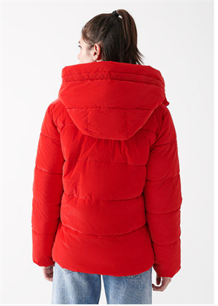 Mavi Kapüşonlu Kırmızı  Kadın Ceket  1110043-81773