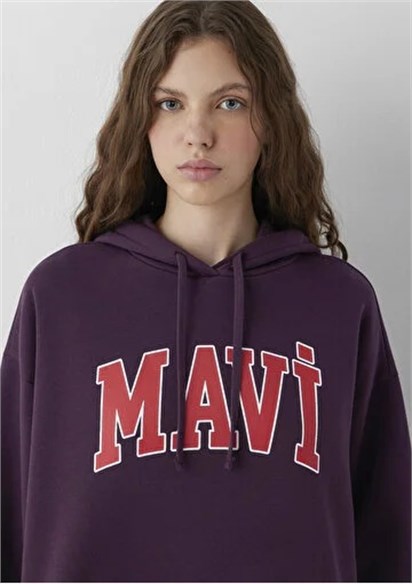 Mavi Logo Baskılı Oversize Kadın Sweatshirt-1600361-70635
