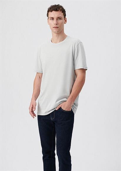 Mavi Basıc Bisiklet Yaka  Açık Gri Erkek T-Shirt 0610251-70075