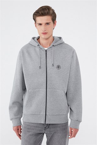 Mavi Fermuarlı  Gri Melanj  Erkek Sweatshirt 066979-34686