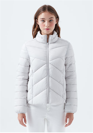 Mavi Dik Yaka Kadın Ceket Pus Gri