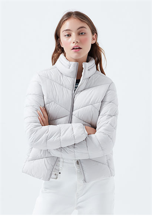 Mavi Dik Yaka Kadın Ceket Pus Gri