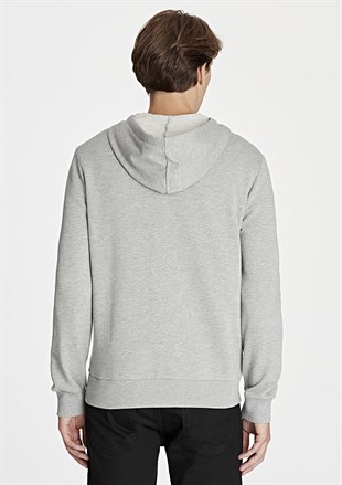 Mavi Mavi Logo Kapişonlu Erkek Sweatshirt Açık Gri Melanj