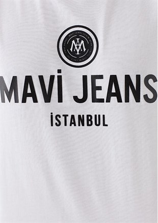 Mavi Mavi Logo Baskılı  Beyaz Erkek T-Shirt