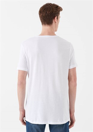 Mavi Mavi Logolu Beyaz Erkek Tişört