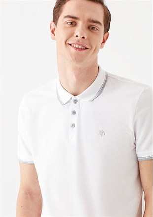 Mavi Polo  Beyaz Erkek T-Shirt
