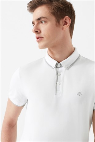 Mavi Polo Tişört Beyaz