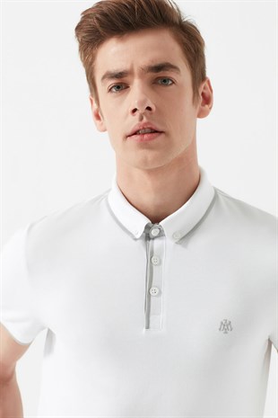 Mavi Polo Tişört Beyaz