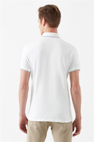 Mavi Polo Tişört Beyaz