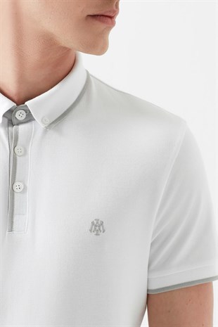 Mavi Polo Tişört Beyaz